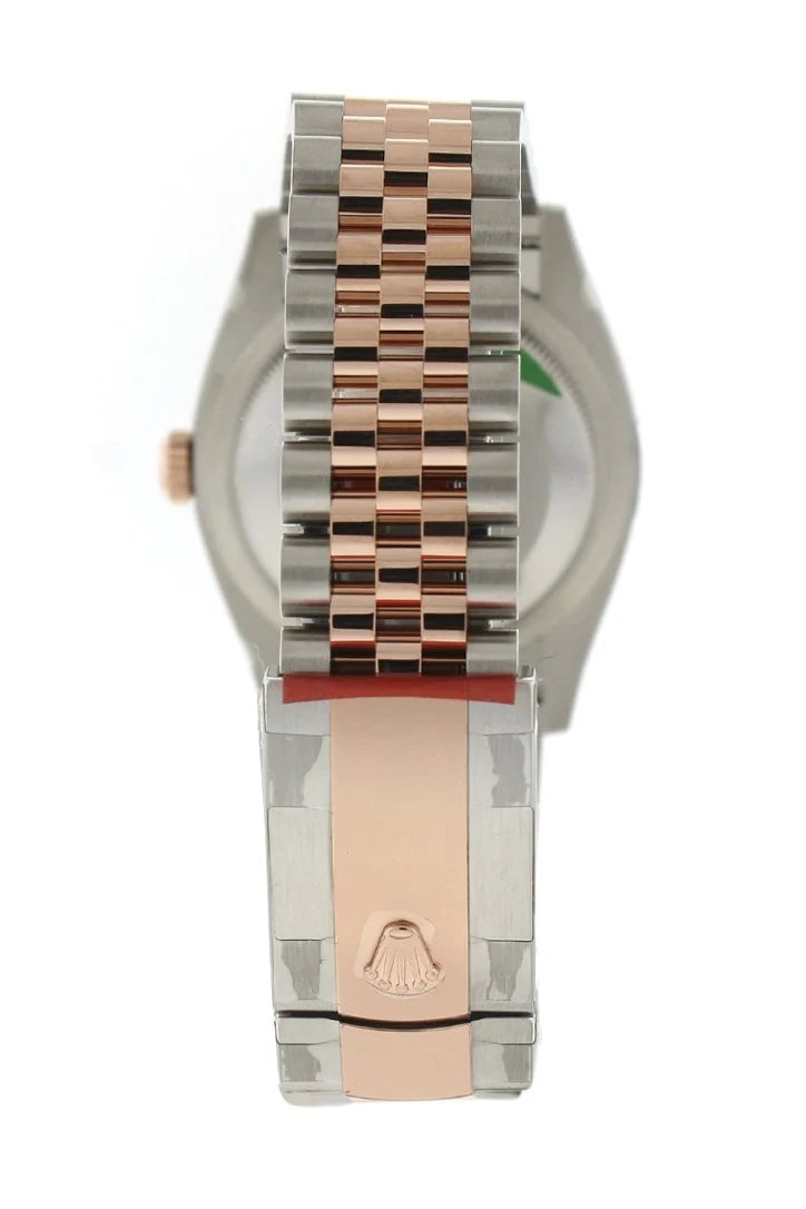 Datejust 36 White Mother-of-Pearl Set with Diamonds Dial Fluted Rose Gold Two Tone Jubilee Watch 126231 NP.