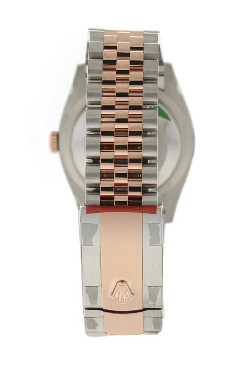 Datejust 36 White Mother-of-Pearl Set with Diamonds Dial Fluted Rose Gold Two Tone Jubilee Watch 126231 NP.