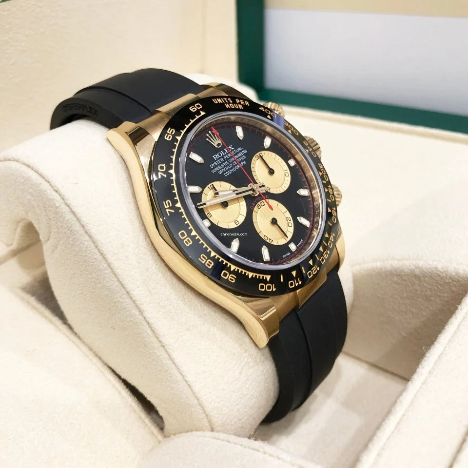 116518 Yellow Gold Cosmograph Daytona 40mm Black Paul Newman Index Dial Black Oysterflex