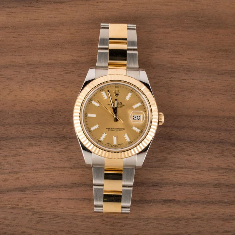 Mens Rolex Datejust II Ref 116333 Champagne Dial