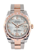 Datejust 31 White Mother of Pearl Roman Large VI set with Diamond Dial Diamond Bezel 18K Rose Gold Two Tone Ladies Watch 178341.