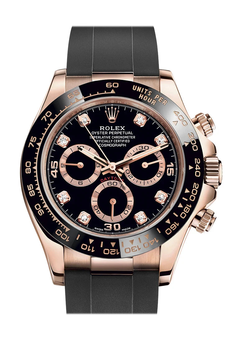 Cosmograph Daytona Rose Gold Black diamond set Dial Oysterflex 116515LN.