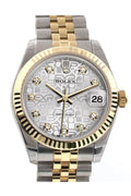 Datejust 31 Silver Jubilee Diamond Dial Fluted Bezel 18K Gold Two Tone Jubilee Ladies 178273.