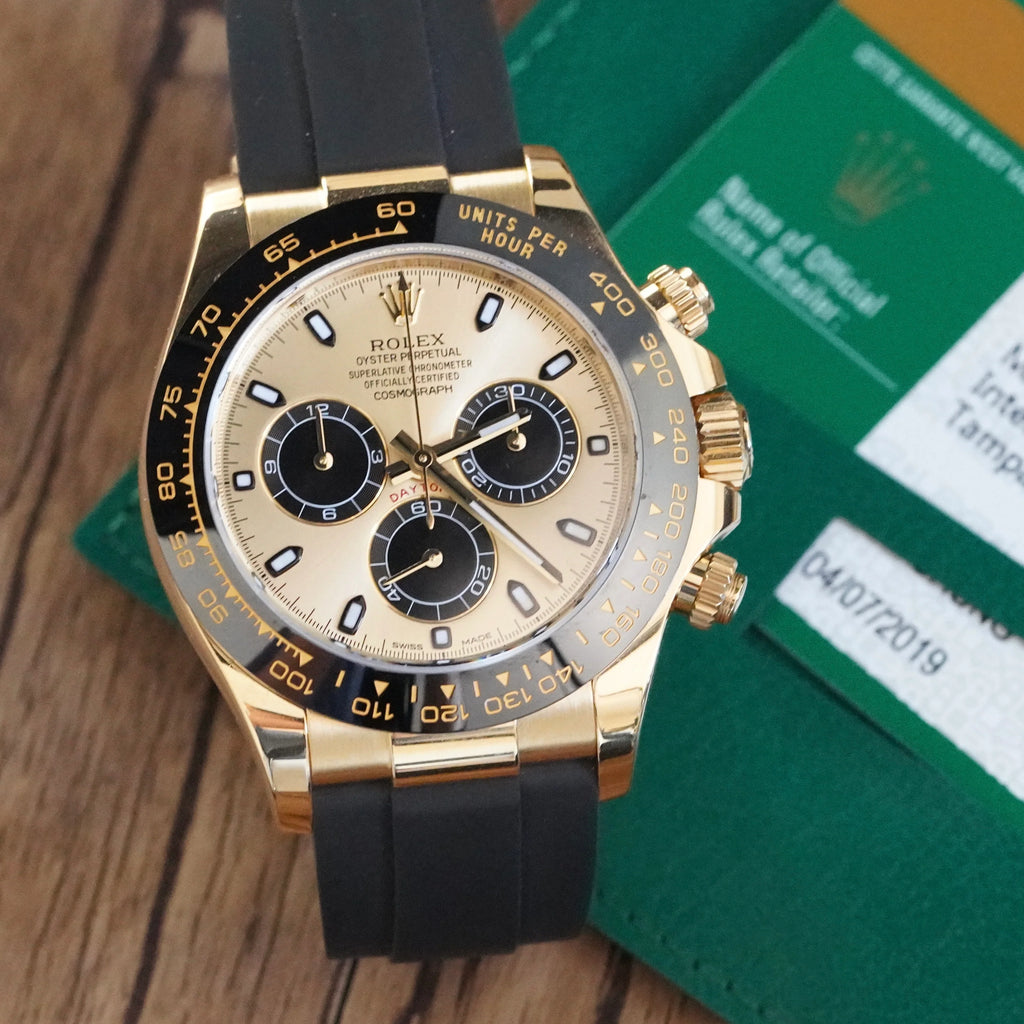Rolex Cosmograph Daytona, Champagne dial, Oysterflex strap, Yellow gold Watch 116518ln-0048