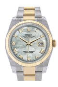Datejust 36 White mother-of-pearl Roman Dial Fluted 18K Gold Two Tone Oyster Watch 116233.
