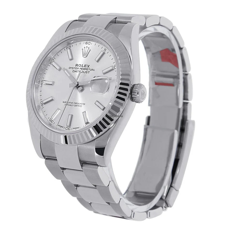 Datejust II Stainless Steel White Gold Silver Index Dial Watch 116334.