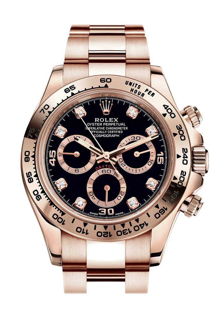 Cosmograph Daytona Rose Gold Black diamond set Dial Bracelet 116505.