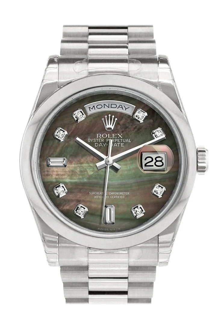 Day Date 36 Black mother of pearl set with diamonds Dial President Men's Watch 118206.