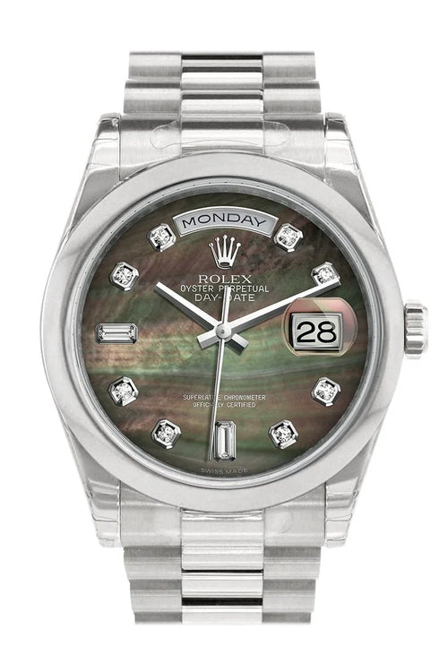 Day Date 36 Black mother of pearl set with diamonds Dial President Men's Watch 118206.