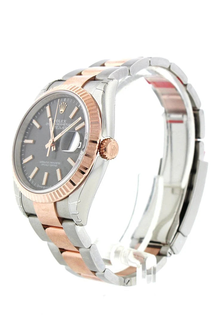 Datejust 36 Dark Rhodium Dial Fluted Rose Gold Two Tone Watch 126231 NP.
