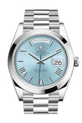 Day-Date 40 Ice blue Dial Roman Dome Bezel Platinum President Automatic Men's Watch 228206.