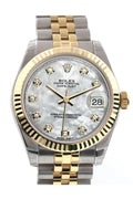 Datejust 31 Mother of Pearl Diamonds Dial Fluted Bezel 18K Gold Two Tone Jubilee Ladies 178273.