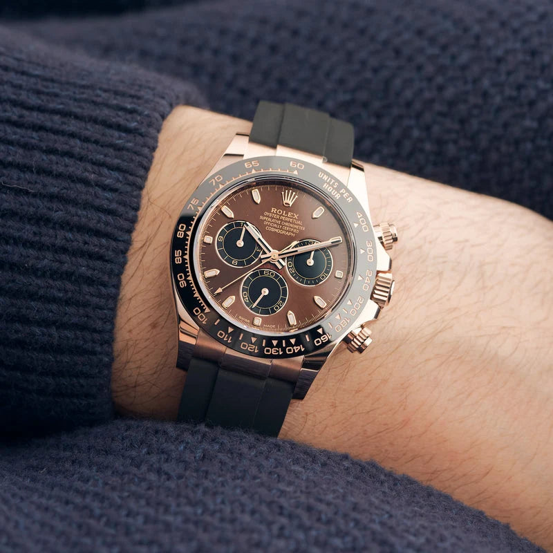 Rolex Daytona, Chocolate dial, Engraved Bezel, Rubber Oysterflex, Rose gold Watch 116515LN-0041