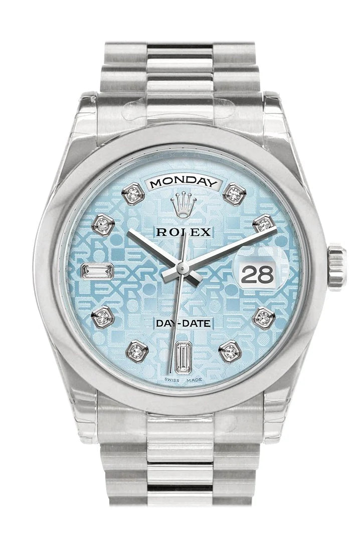 Day Date 36 Ice Blue Jubilee design set with diamonds Dial President Men's Watch 118206.