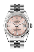 Datejust 31 Pink Dial White Gold Fluted Bezel Jubilee Ladies Watch 178274.