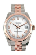Datejust 31 White Roman Dial Fluted Bezel 18K Rose Gold Two Tone Jubilee Ladies Watch 178271.