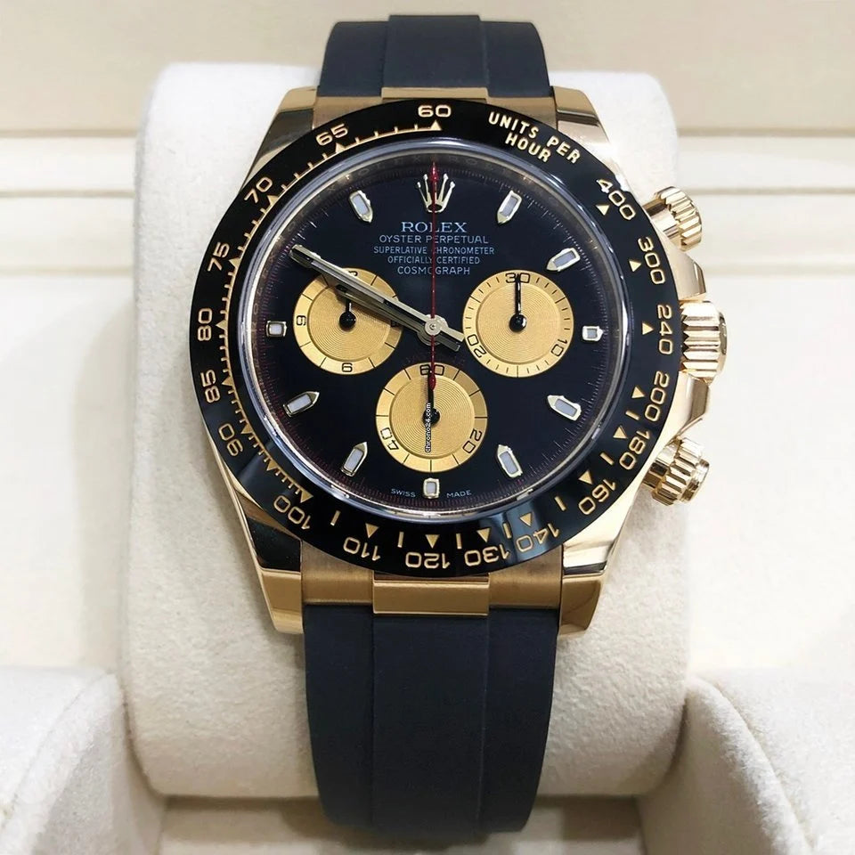116518 Yellow Gold Cosmograph Daytona 40mm Black Paul Newman Index Dial Black Oysterflex.