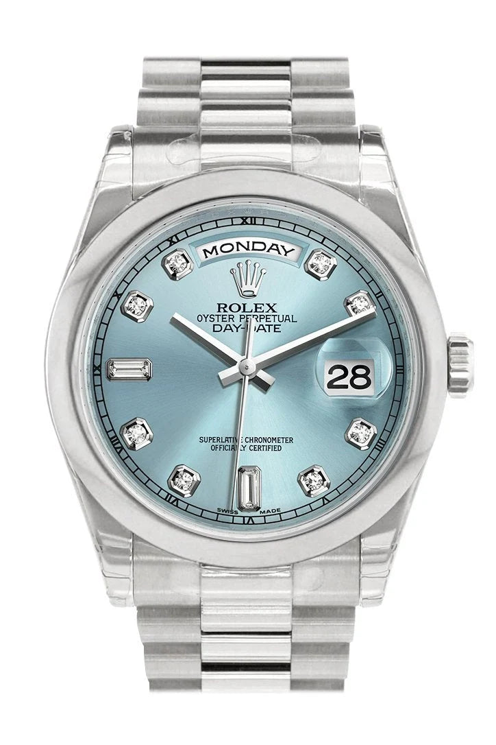 Day Date 36 Ice Blue set Diamonds Dial President Men's Watch 118206.