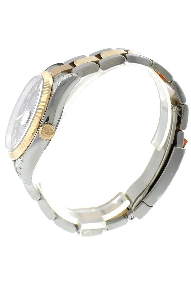 Datejust 36 White mother-of-pearl Diamond Dial Fluted 18K Gold Two Tone Oyster Watch 116233.