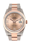 Datejust 36 Rose Set with Diamonds Dial Fluted Rose Gold Two Tone Watch 126231 NP.