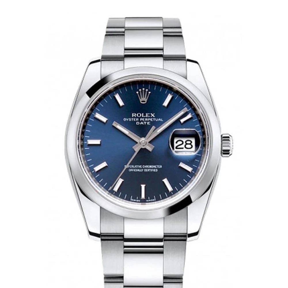 Date 34 Blue Dial Stainless Steel Men's Watch 115200.