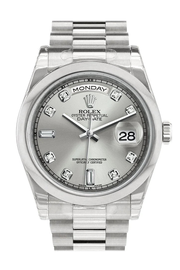 Day Date 36 Silver set with diamonds Dial President Men's Watch 118206.