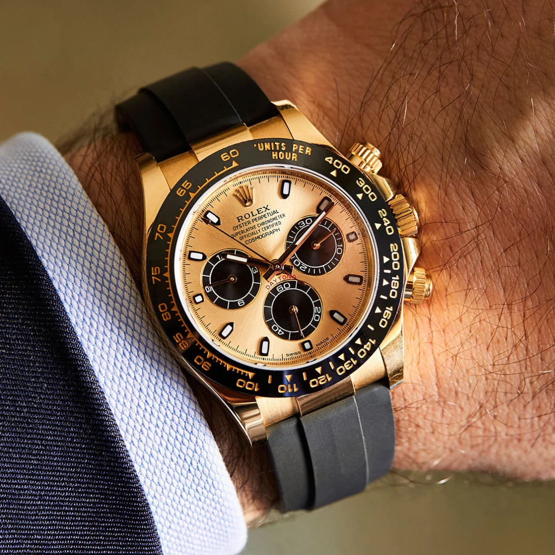 Rolex Cosmograph Daytona, Champagne dial, Oysterflex strap, Yellow gold Watch 116518ln-0048