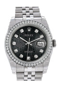 Datejust 36 Black Jubilee design set with Diamonds Dial 18k White Gold Diamond Bezel Jubilee Men's Watch 116244.