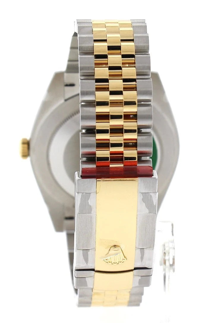 Datejust 41 Black Dial Fluted Bezel 18k Yellow Gold Jubilee Mens Watch 126333.
