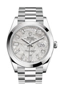 Day-Date 40 Meteorite Baguette Diamond Dial Dial Dome Bezel Platinum President Automatic Men's Watch 228206.