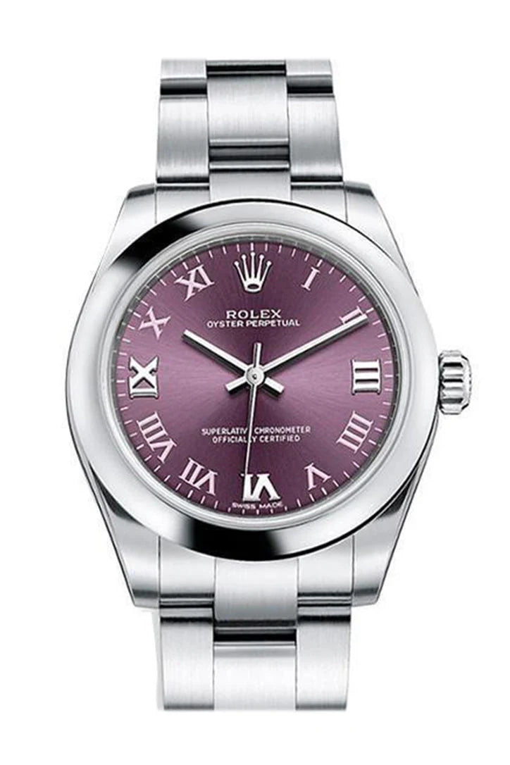 Oyster Perpetual 31 Red Grape Roman Dial Steel Ladies Watch 177200.
